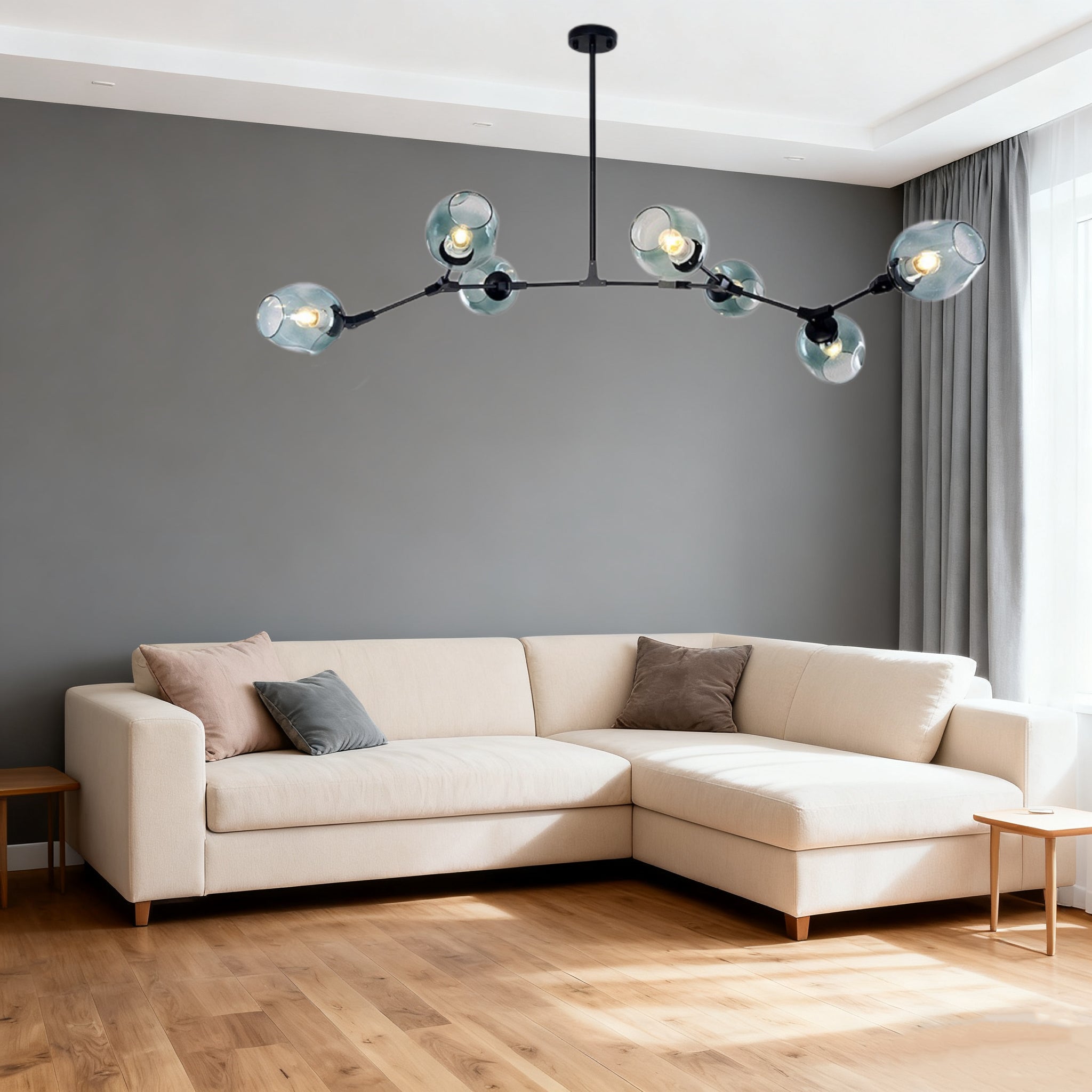 Scandinavian Smoked Glass Rotatable Chandelier