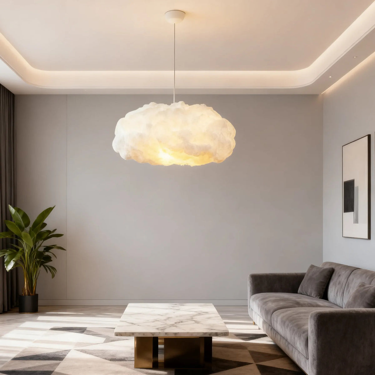 Stylish Energy-efficient LED Cloud Pendant Light for Living Room