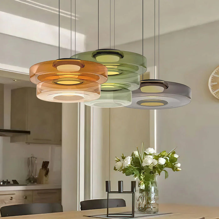 Brown Modern Triple Glass Kitchen Pendant Light