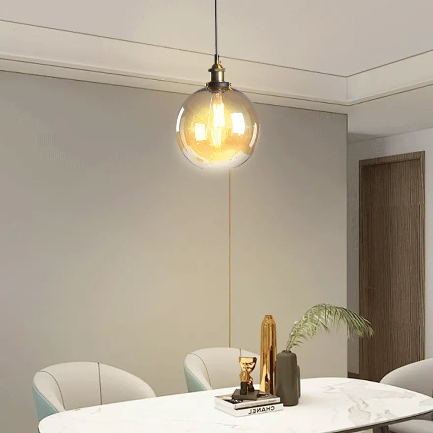 Vintage Industrial Glass Pendant Lighting for Dining Room