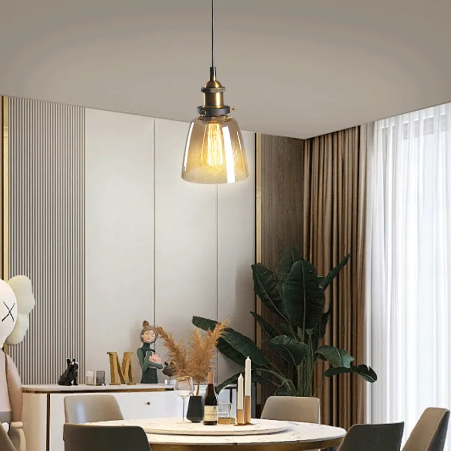 Vintage Industrial Glass Pendant Lighting for Dining Room