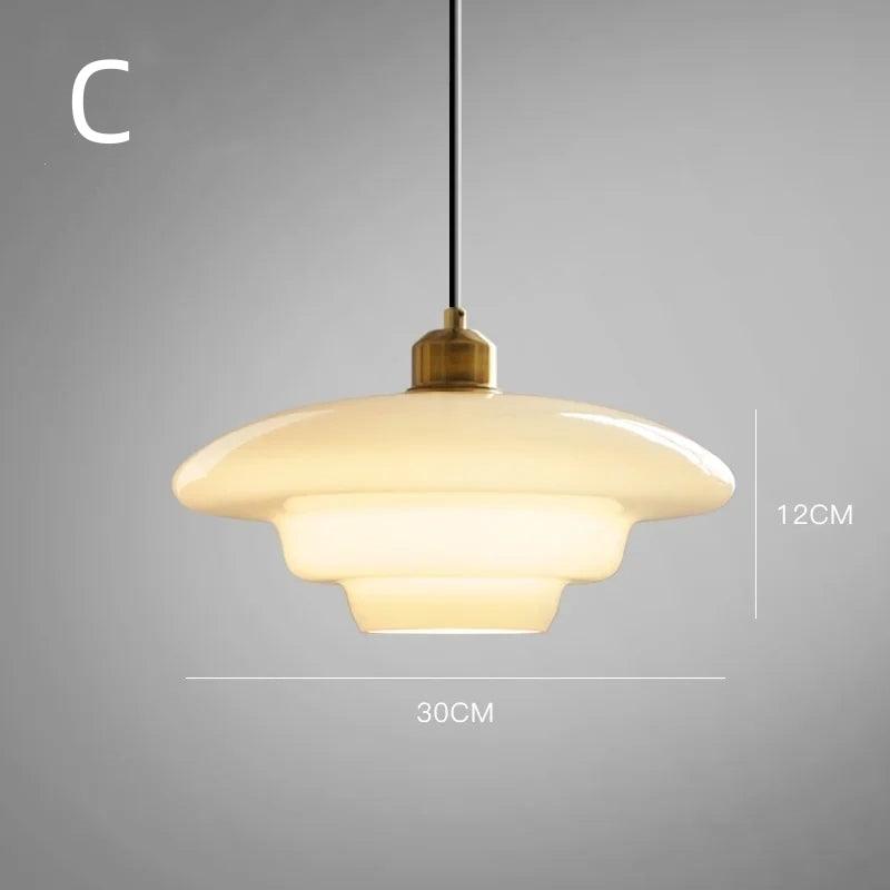 American White Glass Pendant Light for Bedroom