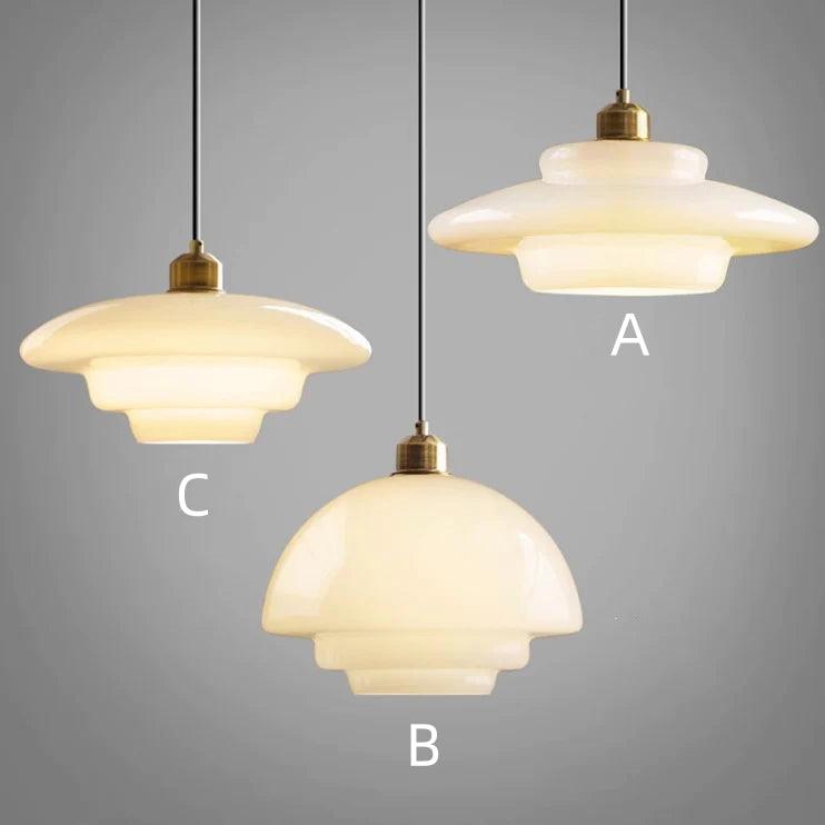 American White Glass Pendant Light for Bedroom