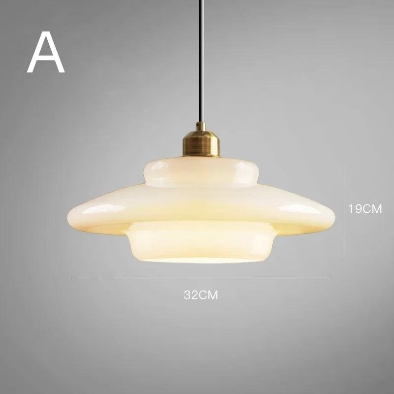 American White Glass Pendant Light for Bedroom