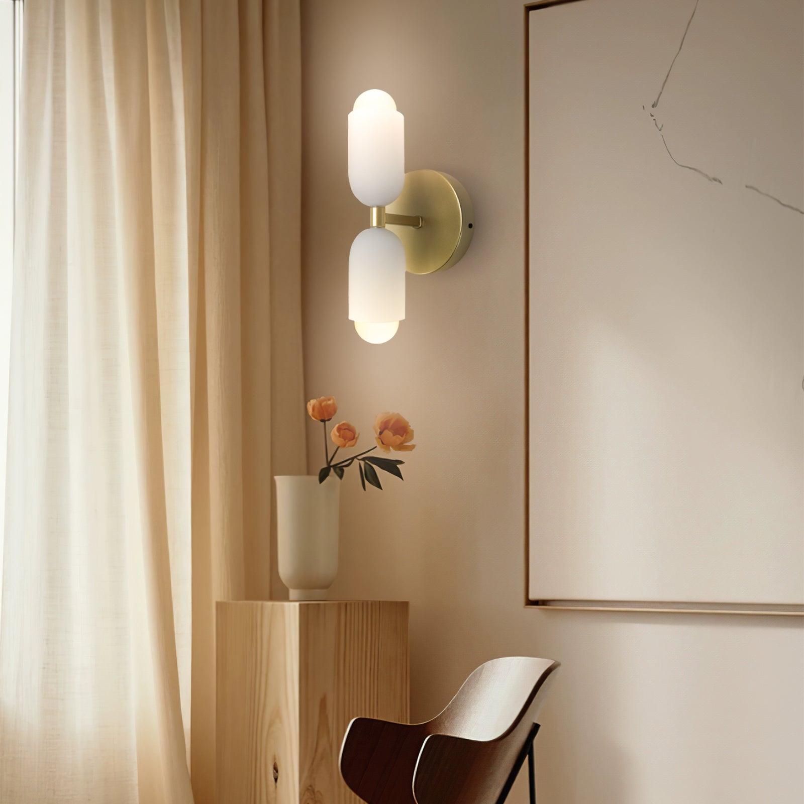 Cream Double Glass Inside Wall Lights
