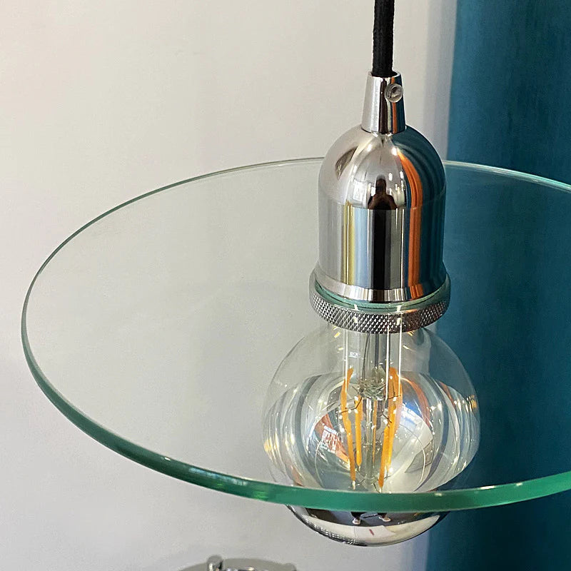 Disc Glass Modern Single Head Pendant Light