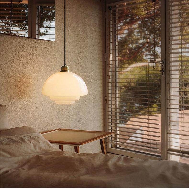 American White Glass Pendant Light for Bedroom