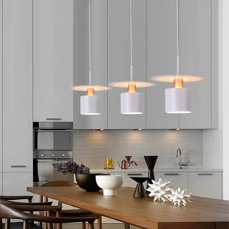 Black Cylindrical Nordic Dining Room Pendant Light