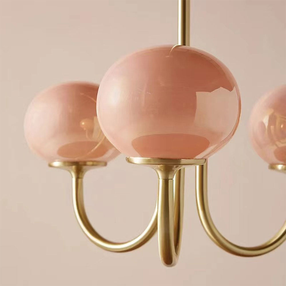 Bubble Pink Glass Ball Chandelier