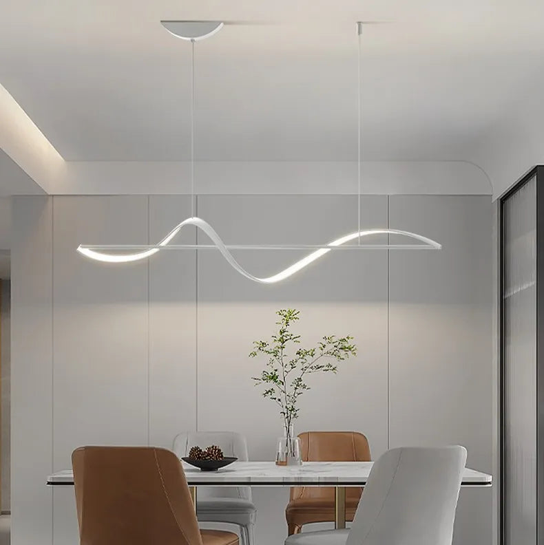 Contemporary Wave LED Pendant Light for Dining Room