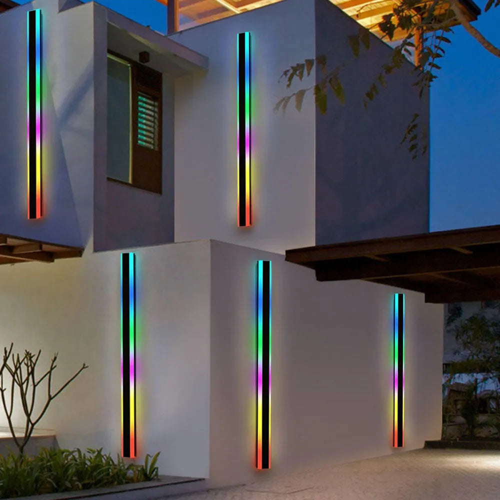 Black Long Strip Outdoor Wall Light with Dual-Side Illumination
