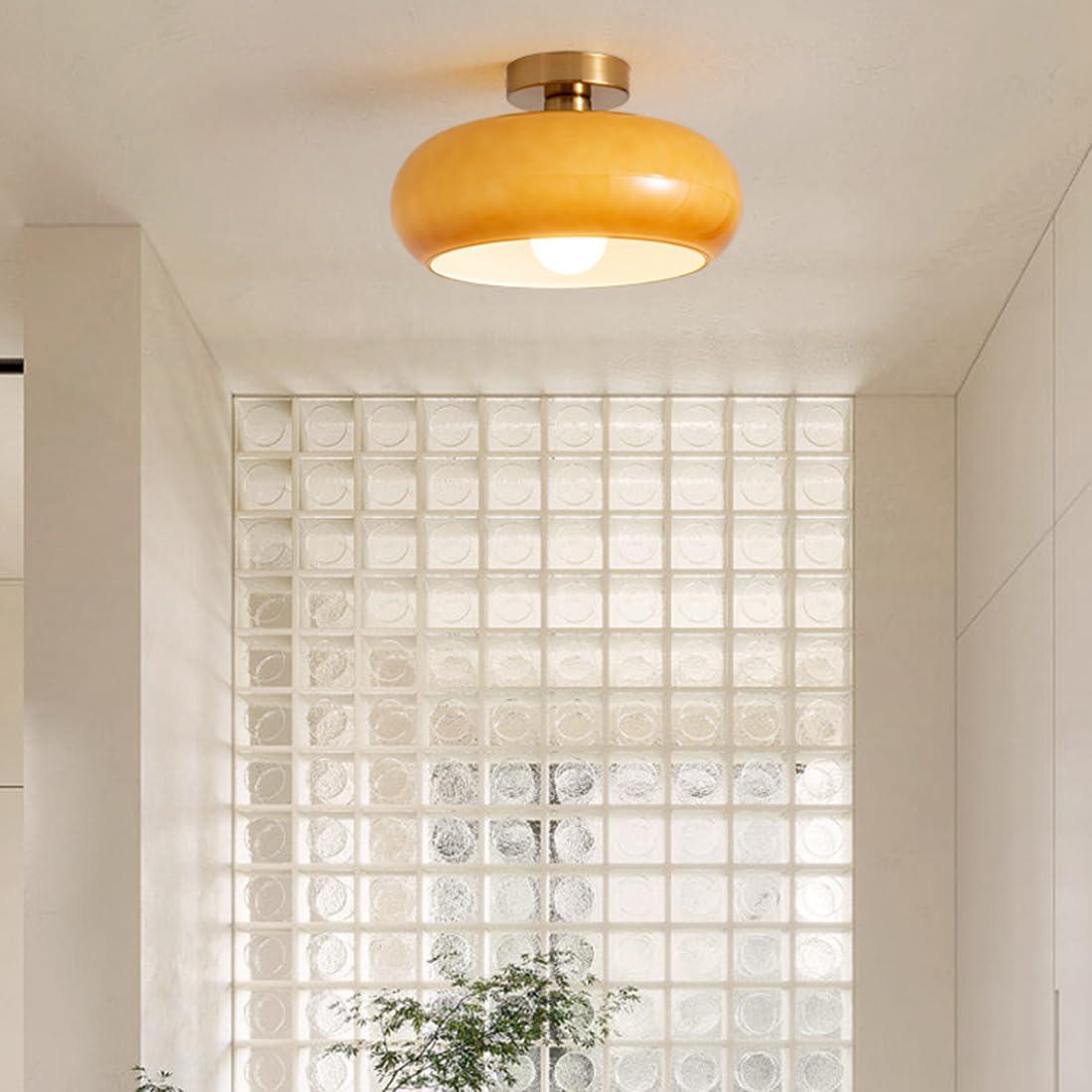 Vintage Persimmon Glass Pendant Light for Corridor