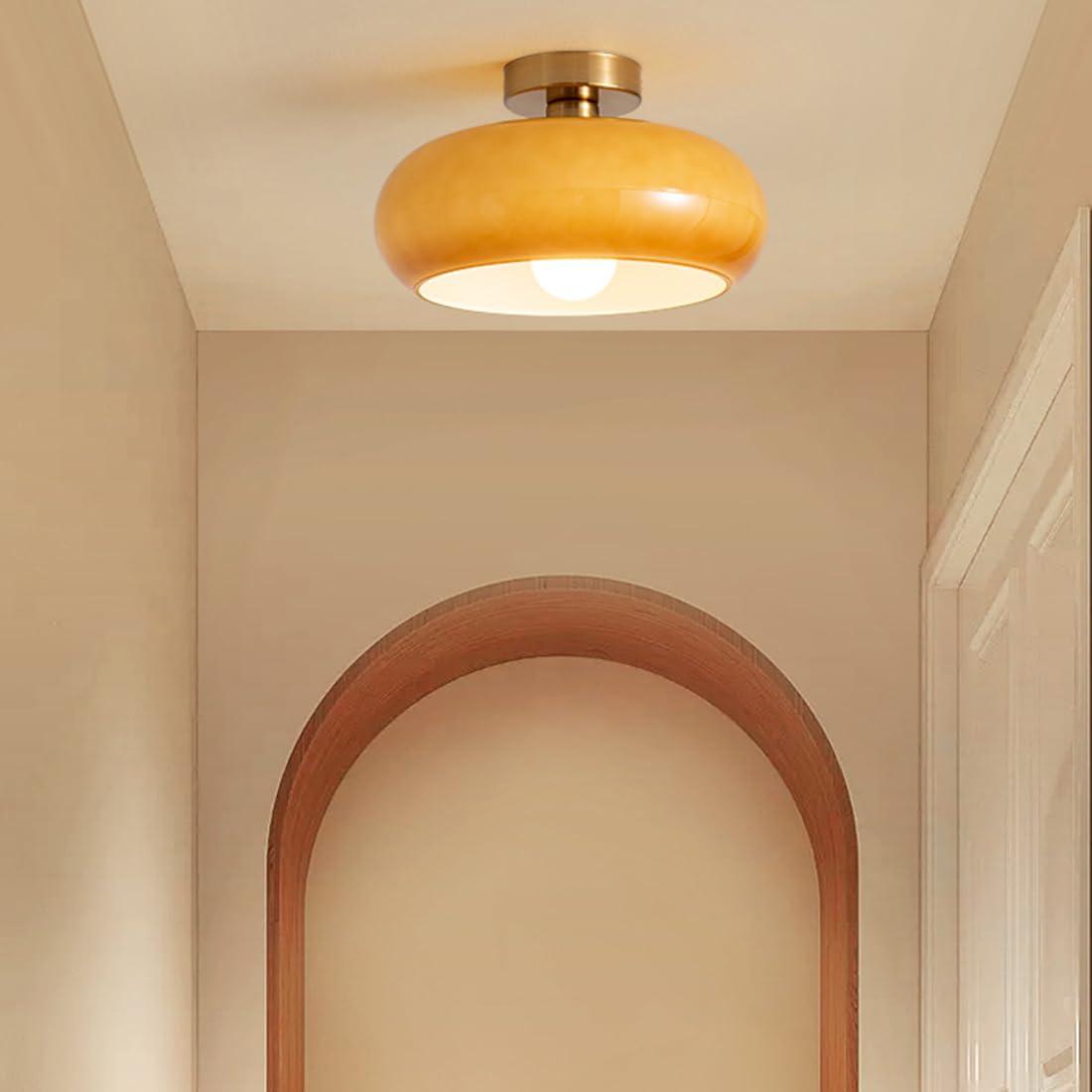Vintage Persimmon Glass Pendant Light for Corridor