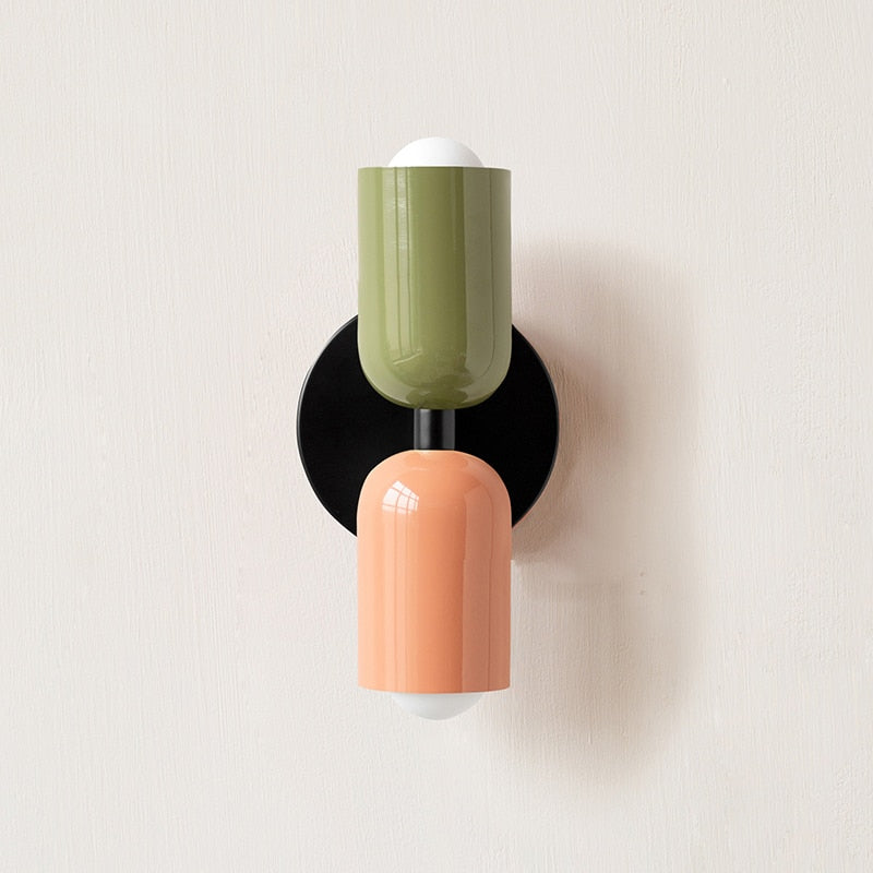 Colorful Minimalist Two-Bulb Wall Sconce