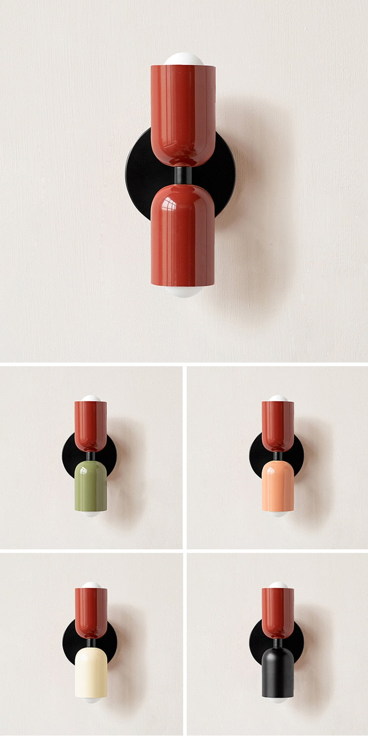 Colorful Minimalist Two-Bulb Wall Sconce