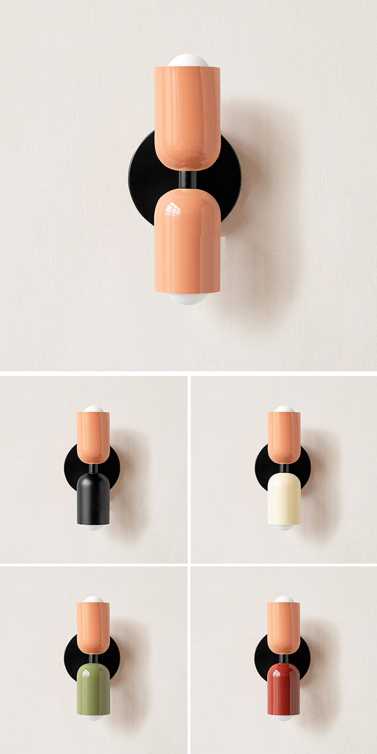 Colorful Minimalist Two-Bulb Wall Sconce