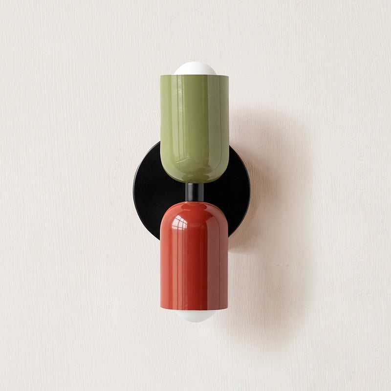 Colorful Minimalist Two-Bulb Wall Sconce