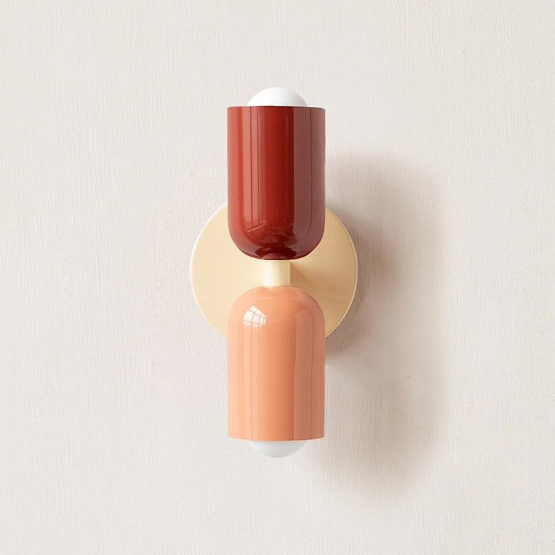 Colorful Minimalist Two-Bulb Wall Sconce