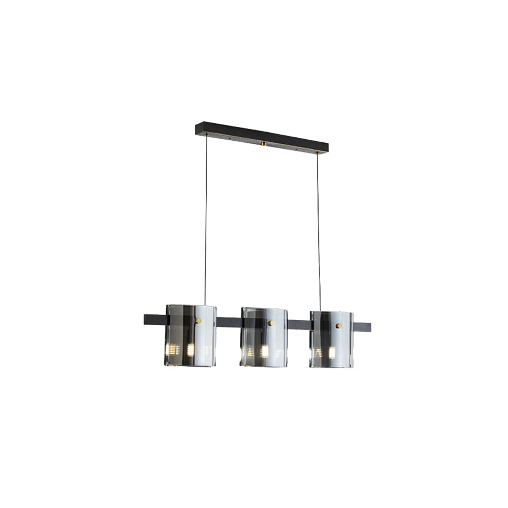 Rectangular Glass Dining Room Brass Pendant Light