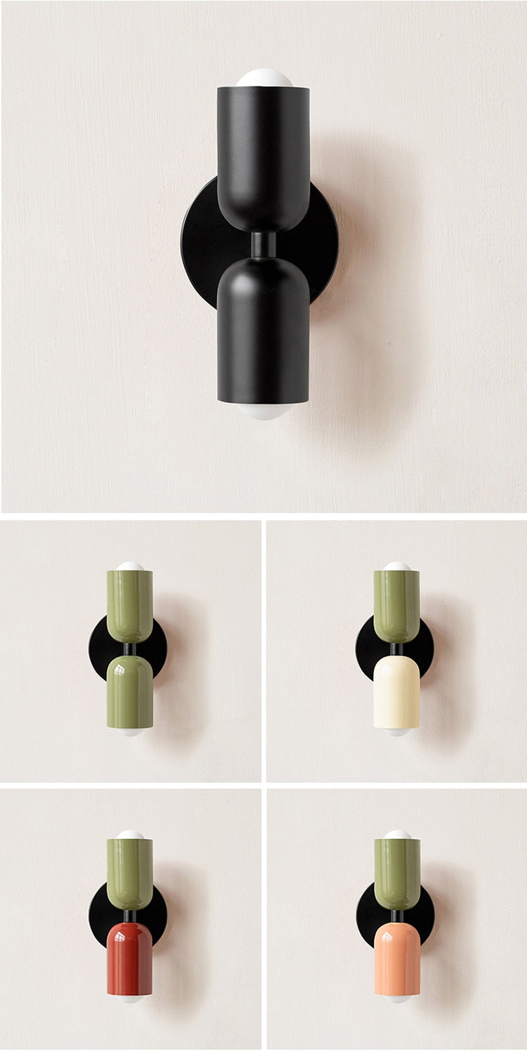 Colorful Minimalist Two-Bulb Wall Sconce