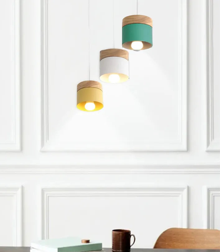 Nordic Macaron Wood Pendant Light for Dining Room