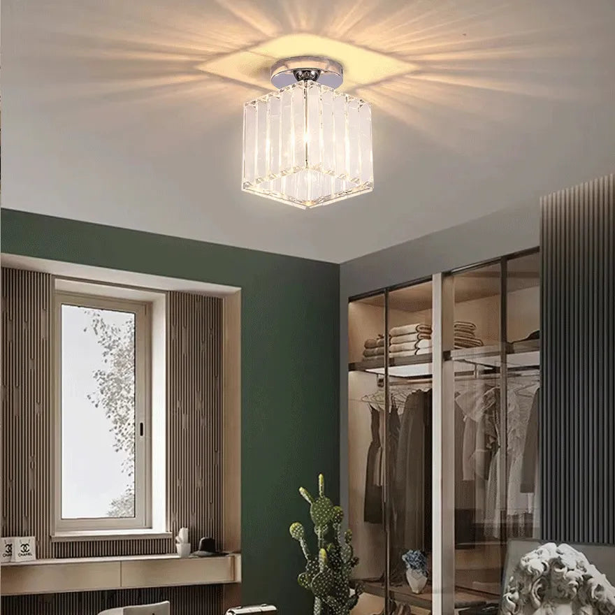 Modern Crystal Flush Mount Ceiling Light for Hallway