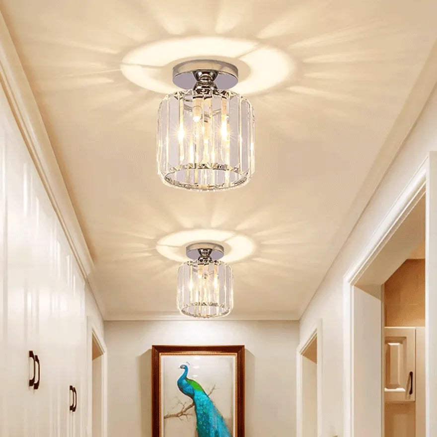 Modern Crystal Flush Mount Ceiling Light for Hallway