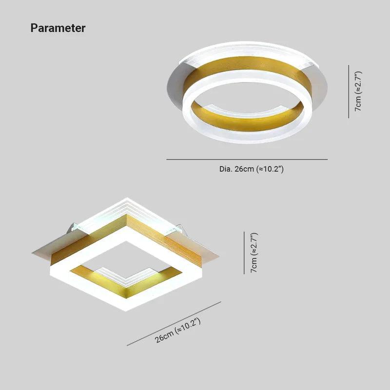 Square Gold Modern Corridor Ceiling Light