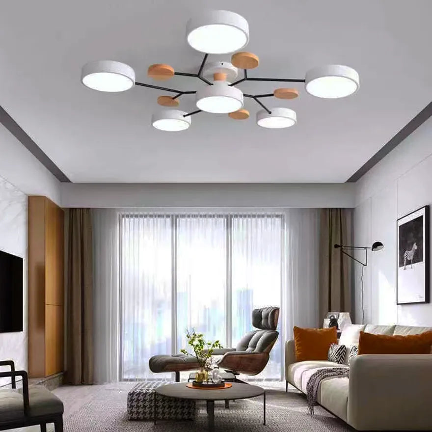 Nordic Wooden Multi Ceiling Light for Living Room