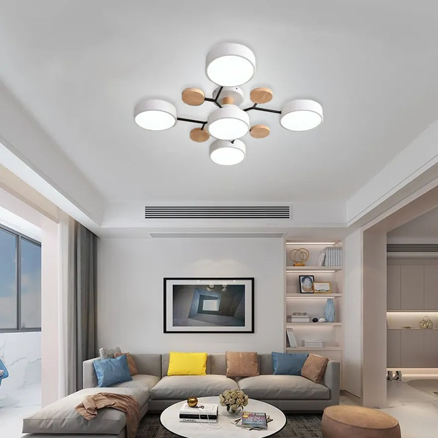 Nordic Wooden Multi Ceiling Light for Living Room