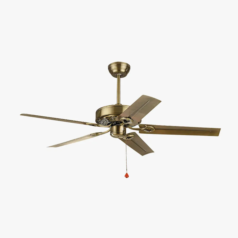 Zipper Style Five-Blade Brass Industrial Ceiling Fan