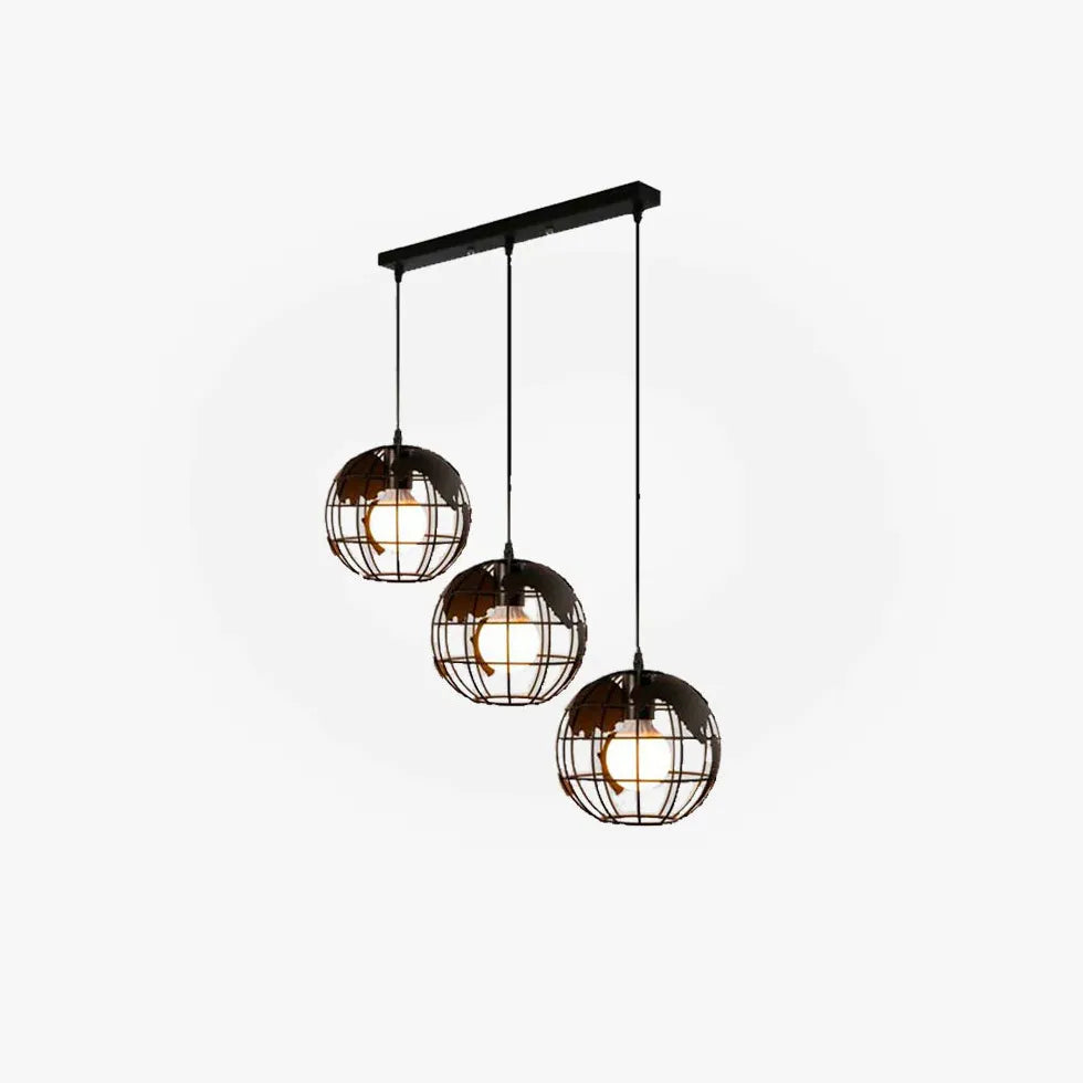 Globe-Shaped Black Frame Kitchen Pendant Light