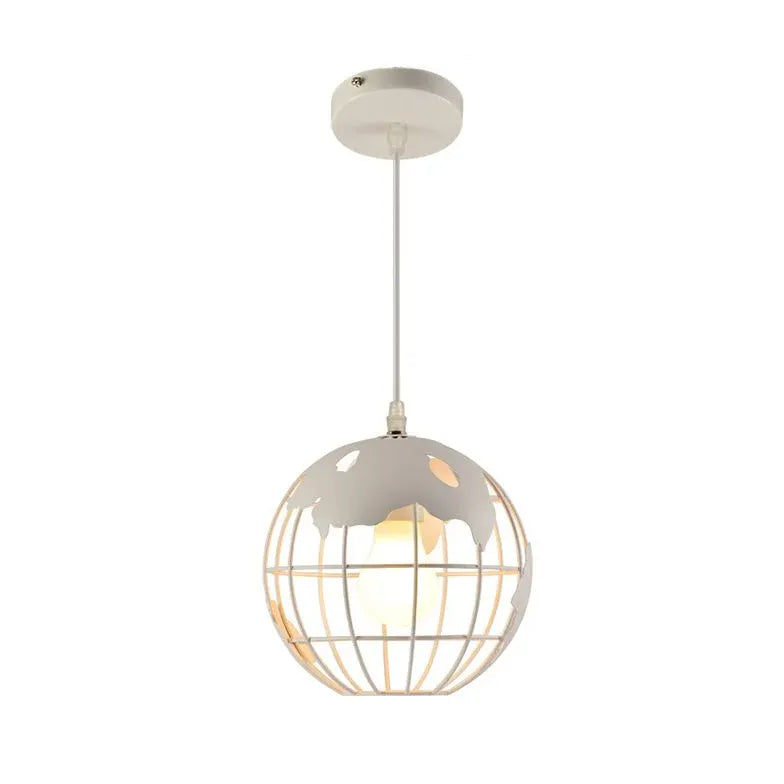 Globe-Shaped Black Frame Kitchen Pendant Light