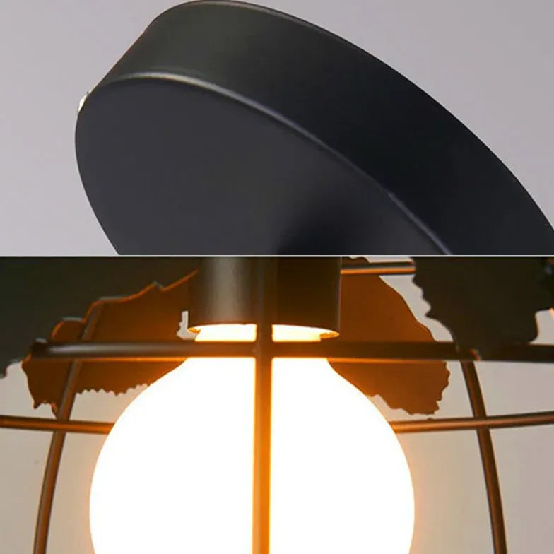 Globe-Shaped Black Frame Kitchen Pendant Light