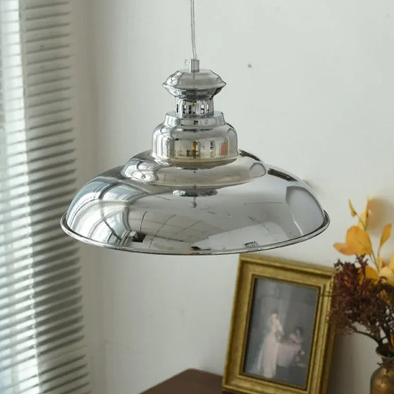 Chrome Dome Industrial Vintage Style Pendant Light