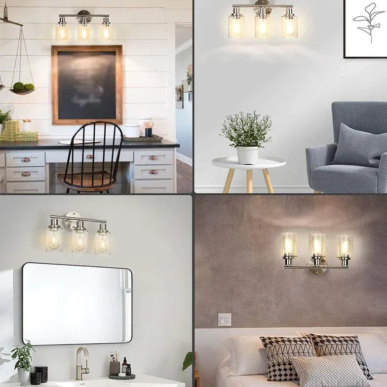 Nickel Vintage Glass Bathroom Wall Lights