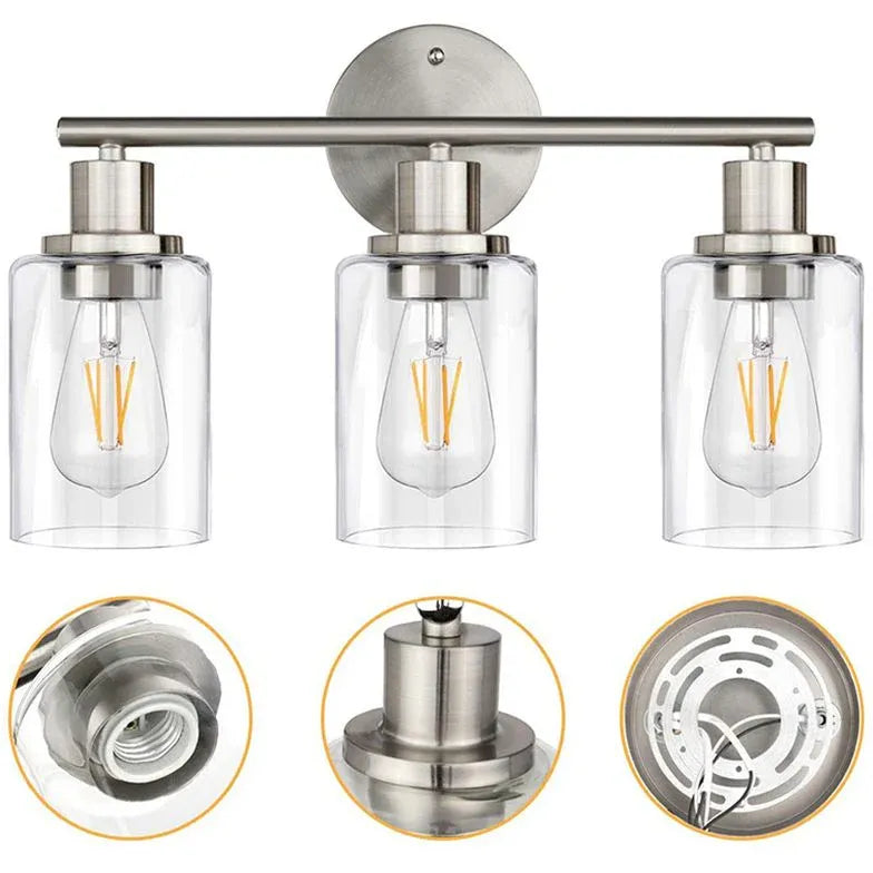 Nickel Vintage Glass Bathroom Wall Lights