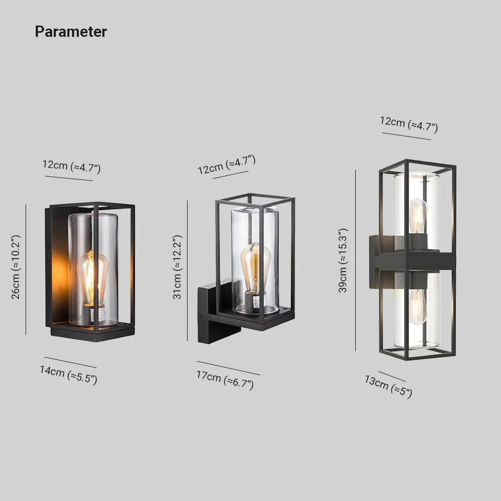 Black Rectangular Frame Outdoor Wall Light