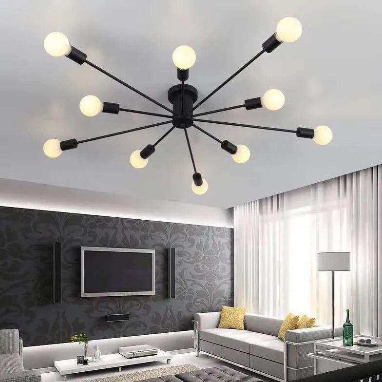 Black Metal Multi-Light Spherical Ceiling Light