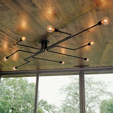 Multi-Light Branch Design Black Metal Ceiling Light