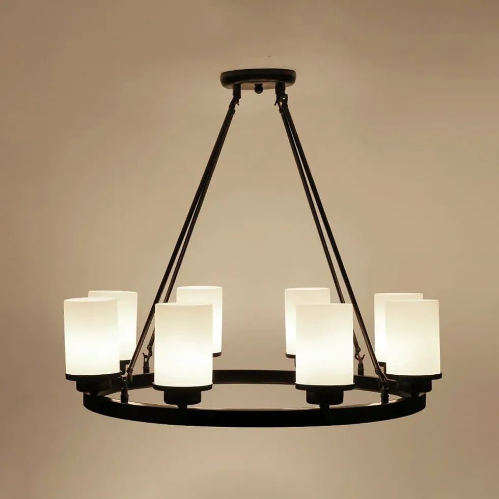 Multi-Light Glass Shades Black Pendant Light