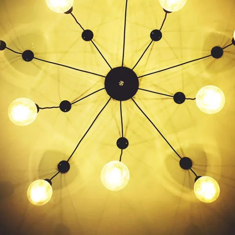 Multi-Light Spider Web Black LED Chandelier