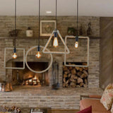 Rope Geometric Frame Black Industrial Pendant Light