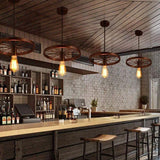 Wheel Design Vintage Industrial Bar Pendant Light