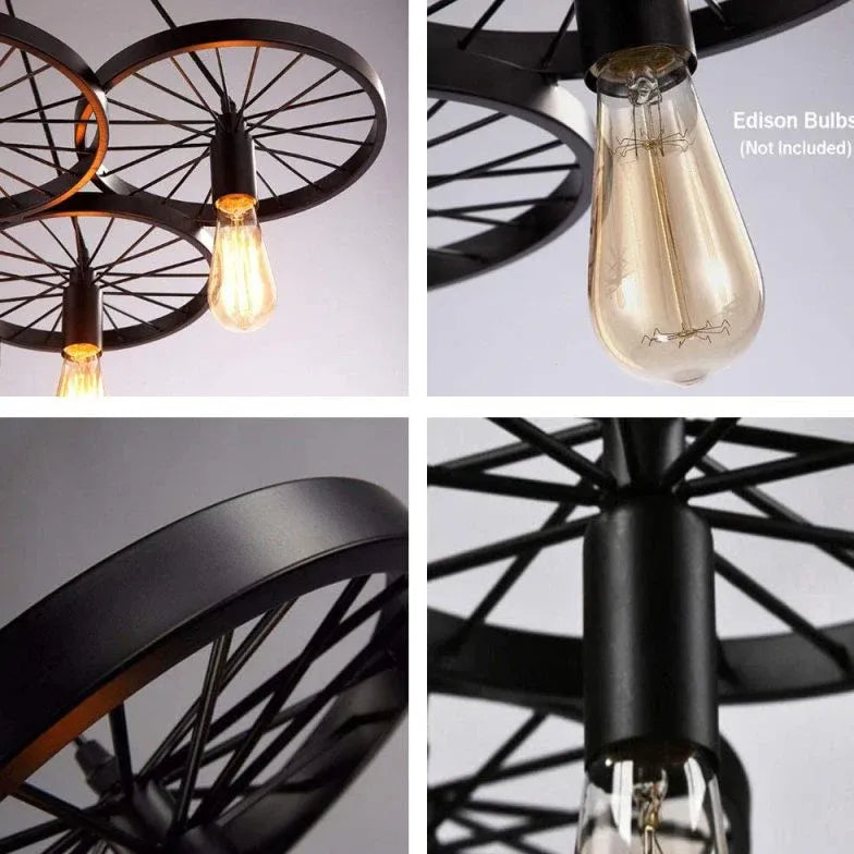 Wheel Design Vintage Industrial Bar Pendant Light