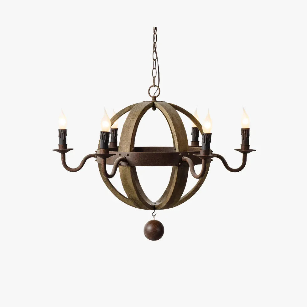 Wooden Ball Candle Vintage Wooden Pendant Light