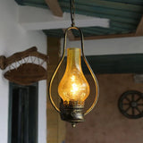 Vintage Oil Lamp-Shaped Glass Pendant Light