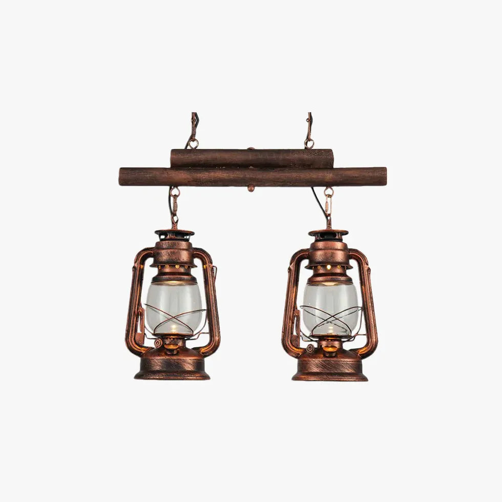 Dual Lantern Design Glass Industrial Pendant Light