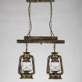 Dual Lantern Design Glass Industrial Pendant Light