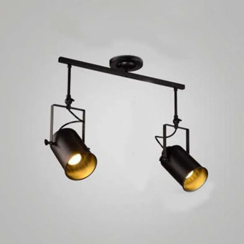 Three-Light Black Metal Ceiling Light